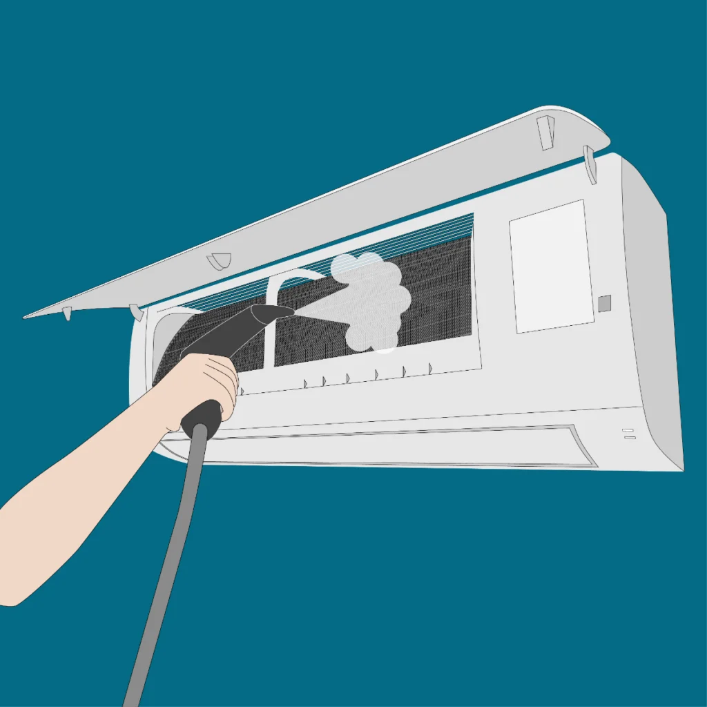 steam cleaning the air conditioner